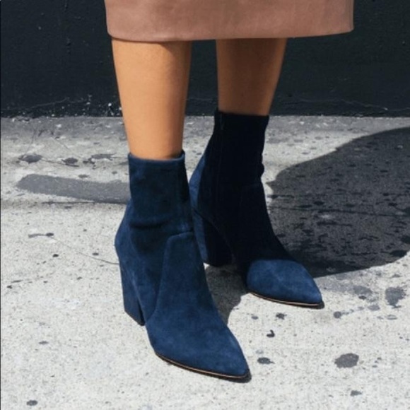 Loeffler Randall Blue Isla Suede Boots/Booties - Picture 1 of 6